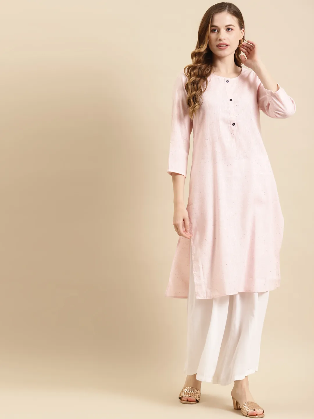 Solid Cotton Blend Straight Kurta